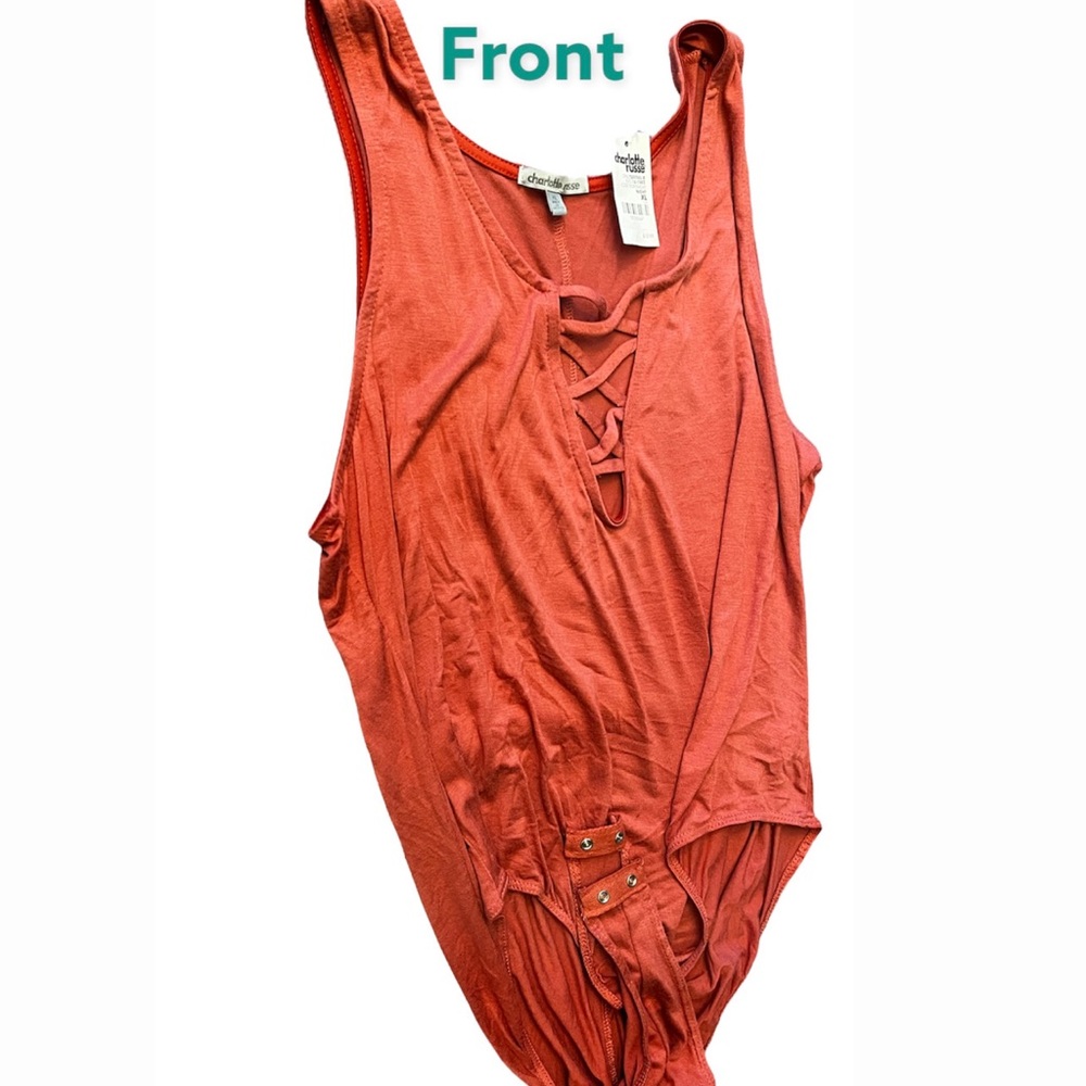 Charolette Russe Women’s bodysuit peach orange clip on  XL